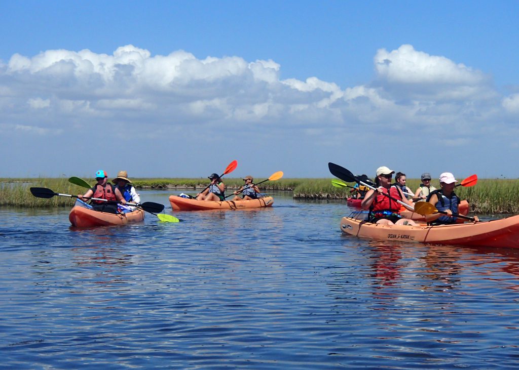 Artist Boat kayakers on Galveston Bay