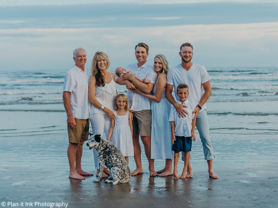 Galveston family photo with dog - Plan-it Ink Photography